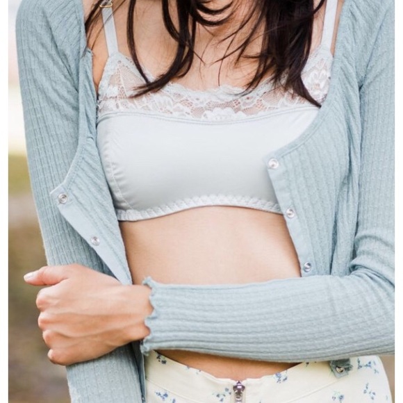 Blue Satin Lace Bralette - Picture 6 of 8